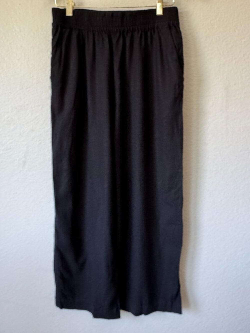 Treasure & Bond Wide Leg Linen Blend Pants Med High Rise Pull On Casual Comfort